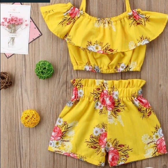 summer Toddler Kids Girls Royal Floral outfit new - Picture 4 of 8